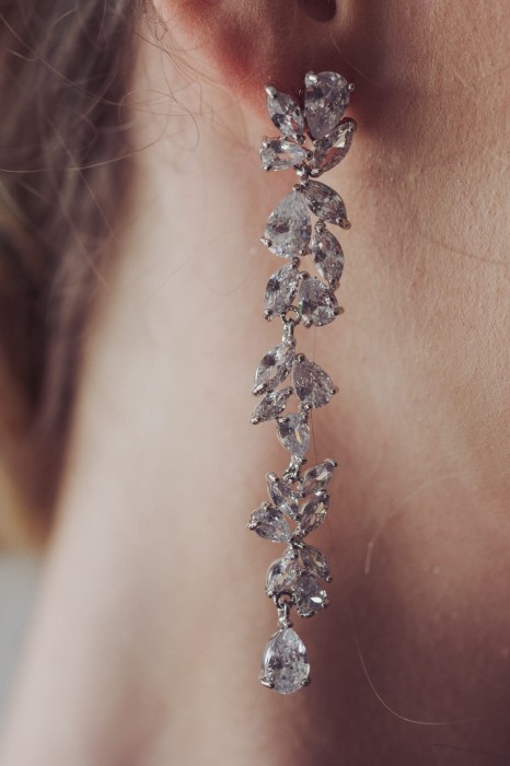 Kolczyki srebrne ślubne długie