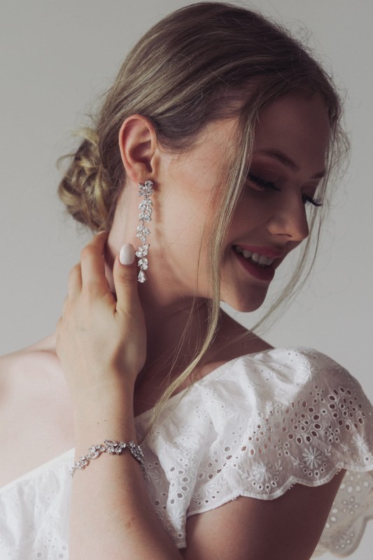 Bransoletka srebrna ślubna cyrkonie