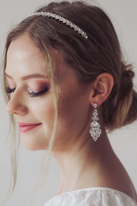 Kolczyki slubne srebrne wiszace zdobione