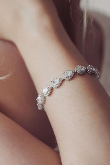 Bransoletka srebrna slubna cyrkonie