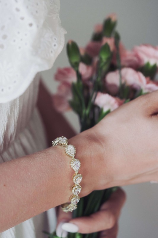 zlota bransoletka z cyrkoniami slub wesele