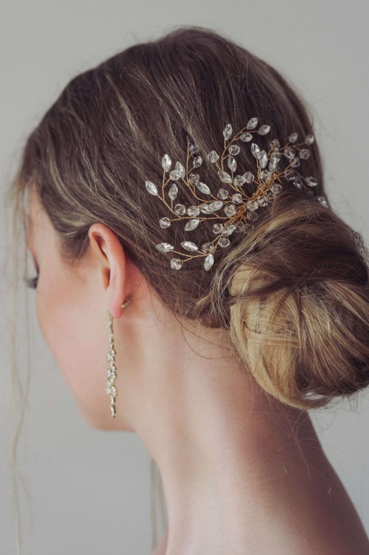 zloty grzebyk slubny boho motyw roslinny