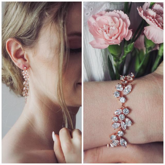 Bransoletka rose gold rozowe zloto cyrkonie