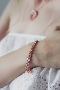 bransoletka slubna rozowe zloto rose gold motyw roslinny boho