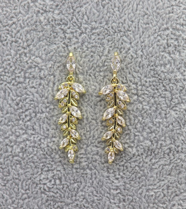 delikatne zlote kolczyki slubne z listkami.JPG