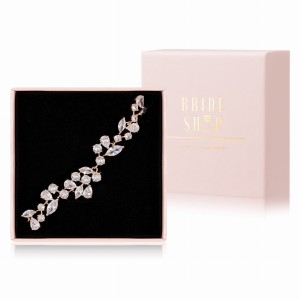 bransoletka slubna rozowe zloto motyw roslinny listki