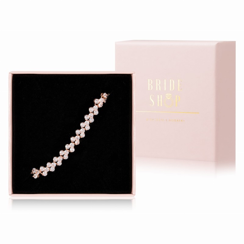 delikatna bransoletka slubna z cyrkoniami rozowe zloto rose gold