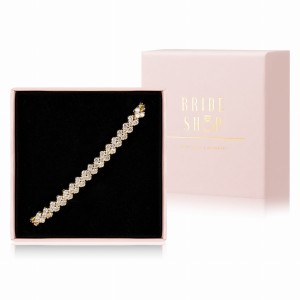 delikatna zlota bransoletka slubna z cyrkoniami glamour