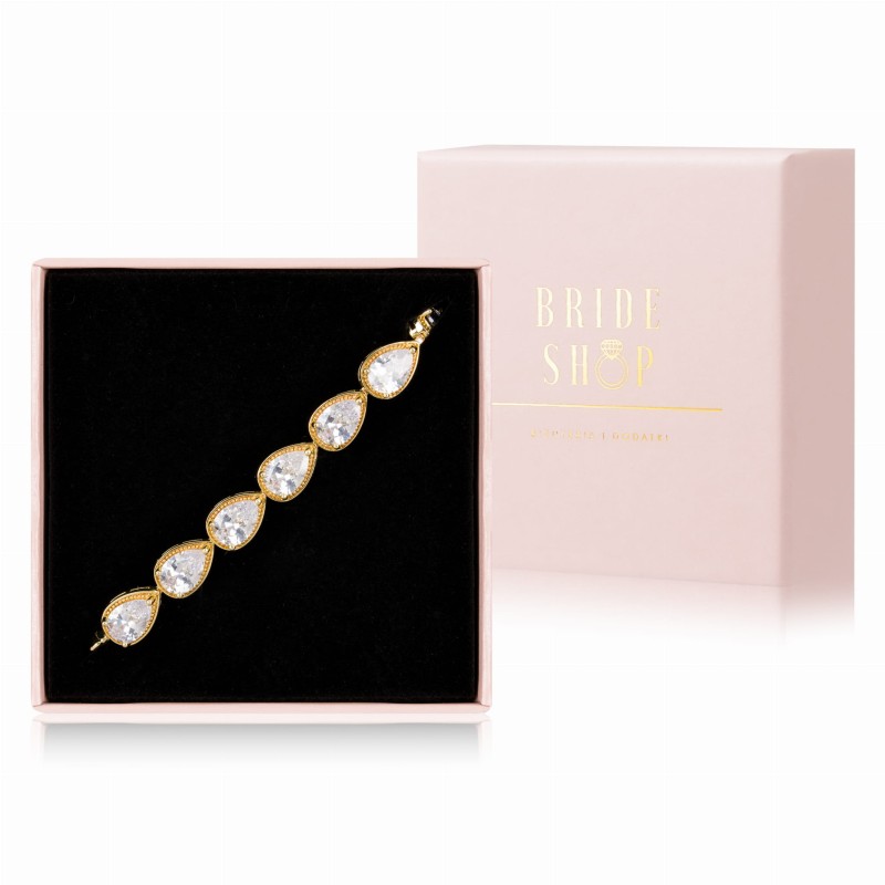 elegancka zlota bransoletka slubna cyrkonie