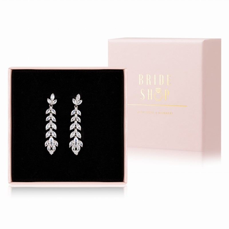 delikatne srebrne kolczyki z listkami motyw roslinny boho