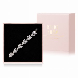 srebrna bransoletka slubna z listkami motyw roslinny