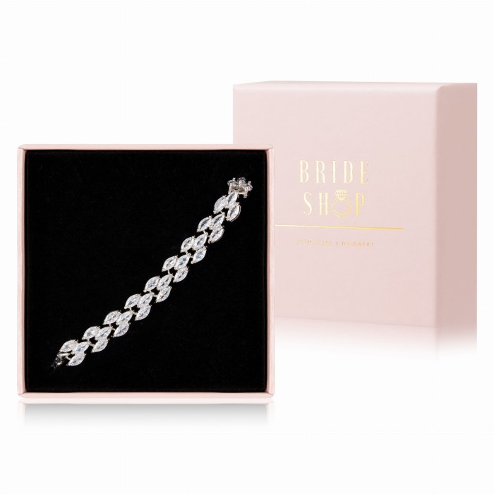 srebrna bransoletka slubna z cyrkoniami