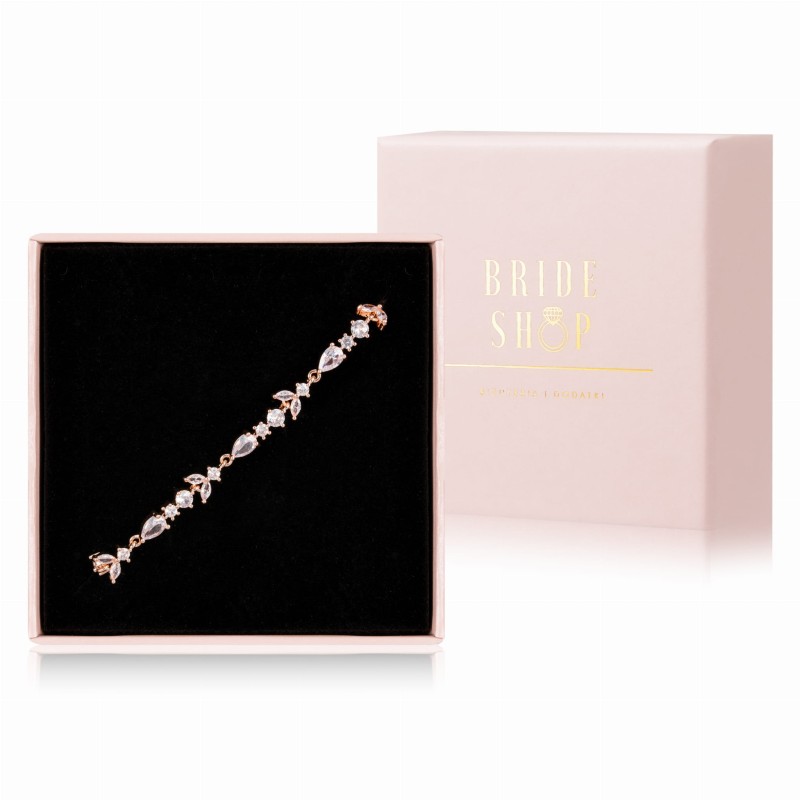 delikatna bransoletka slubna rozowe zloto cyrkonie