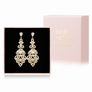 eleganckie zlote kolczyki slubne z cyrkoniami