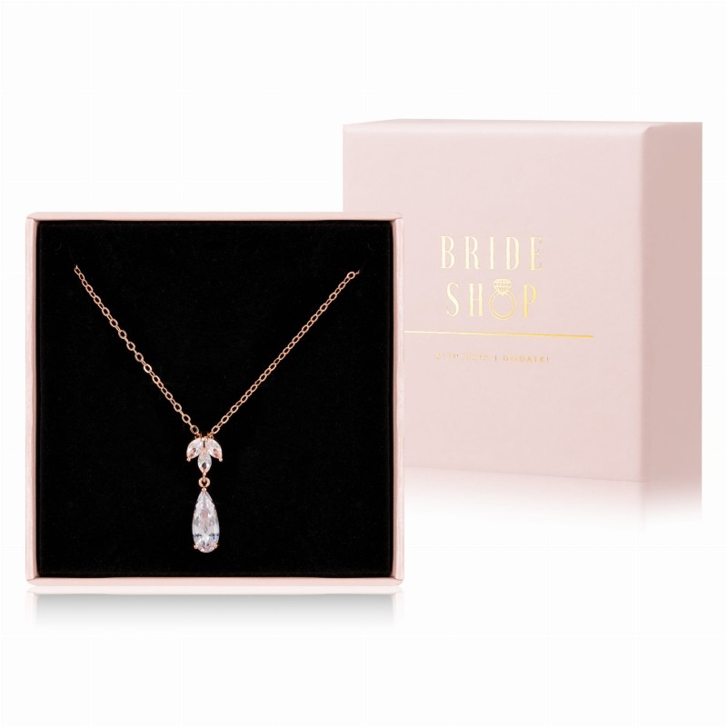 delikatny naszyjnik slubny rozowe zloto cyrkonie