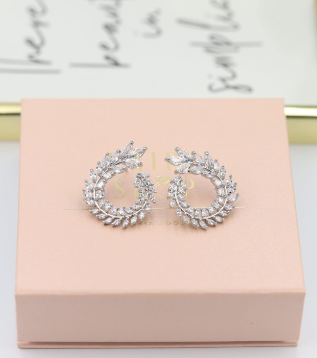 srebnre kolczyki slubne z listkami.JPG