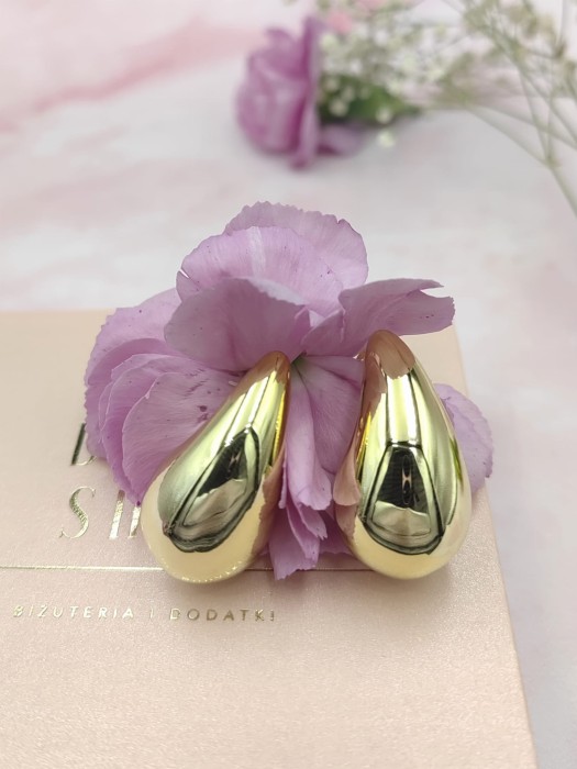 zlote kolczyki krople dmuchane