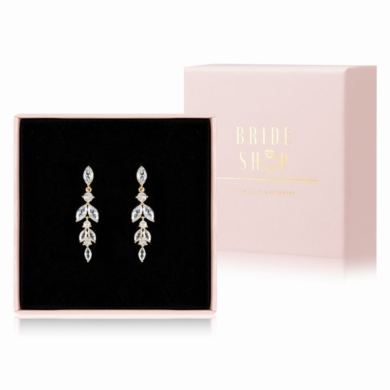 zlote wiszace kolczyki z listkami