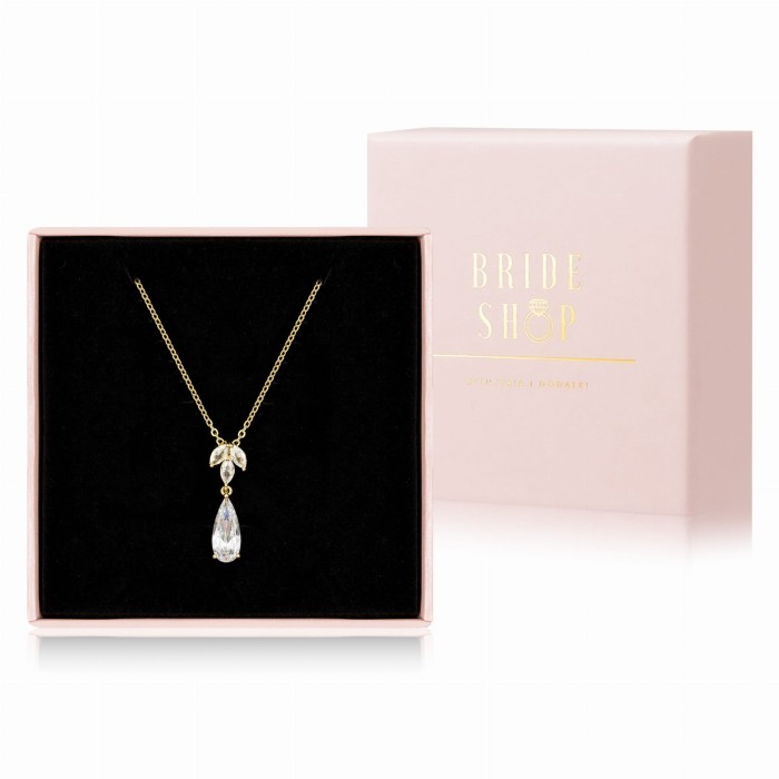 zloty naszyjnik slubny z cyrkoniami