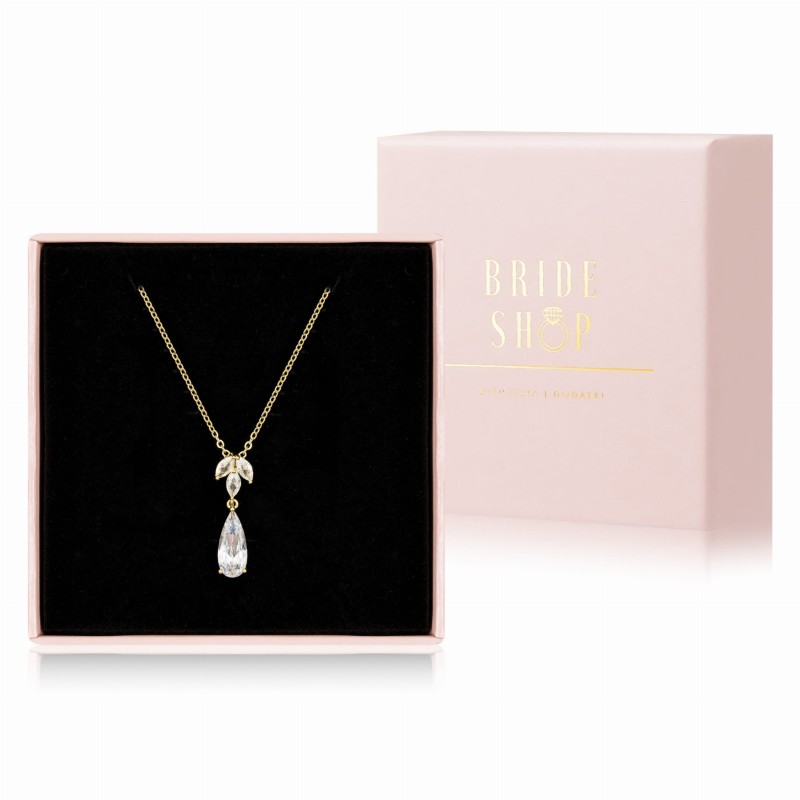 zloty naszyjnik slubny z cyrkoniami