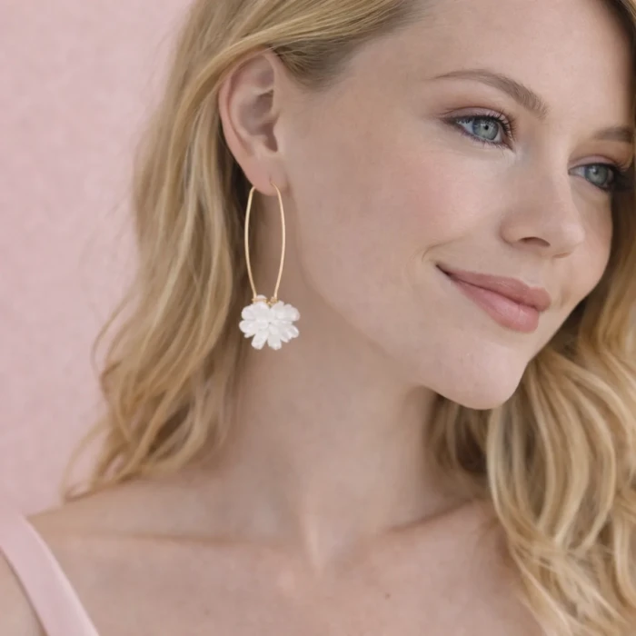 zlote kolczyki biale kwiaty.webp