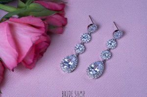 Kolczyki slubne wieczorowe srebrne