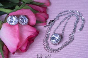 Komplet bizuterii slubnej wieczorowej srebrny