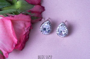 Kolczyki delikatne ślubne srebrne cyrkonie