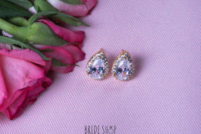 Kolczyki delikatne ślubne złote cyrkonie