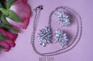 Komplet naszyjnik kolczyki srebrne slub