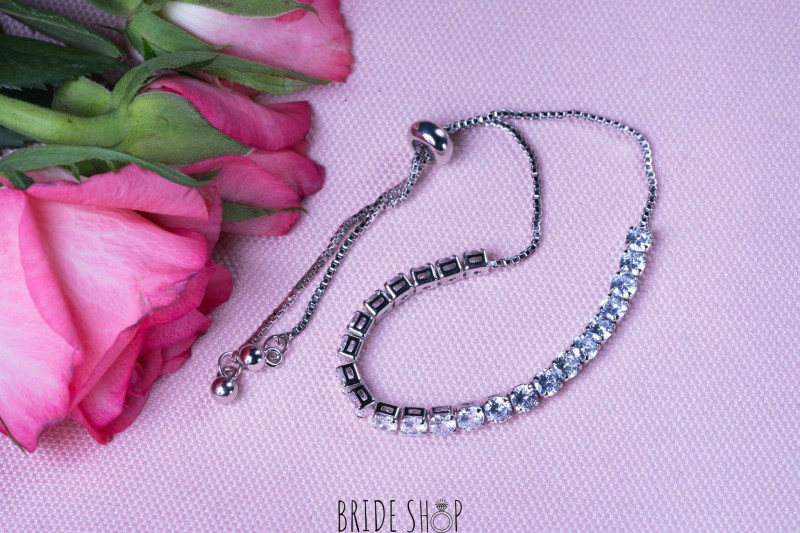 Bransoletka srebrna krysztalki cyrkonie