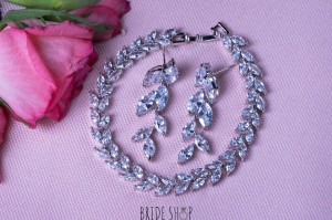 Komplet srebrnej bizuterii boho listki