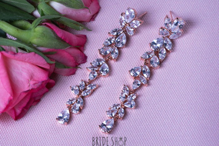 Kolczyki wiszace rose gold cyrkonie