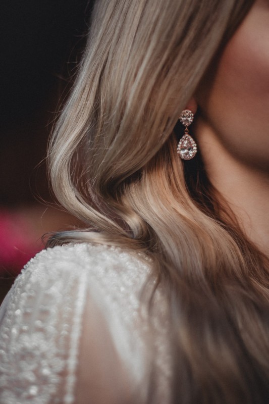 Kolczyki rozowe zloto delikatne rose gold cyrkonie